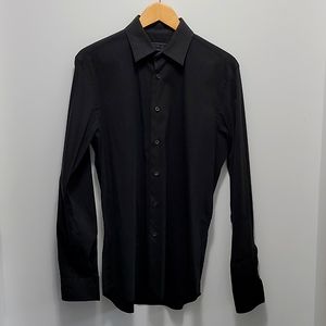 Prada French cuff button shirt, neck 15.5, black